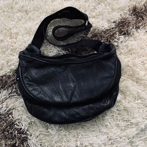 Vintage Black Leather Fanny Pack